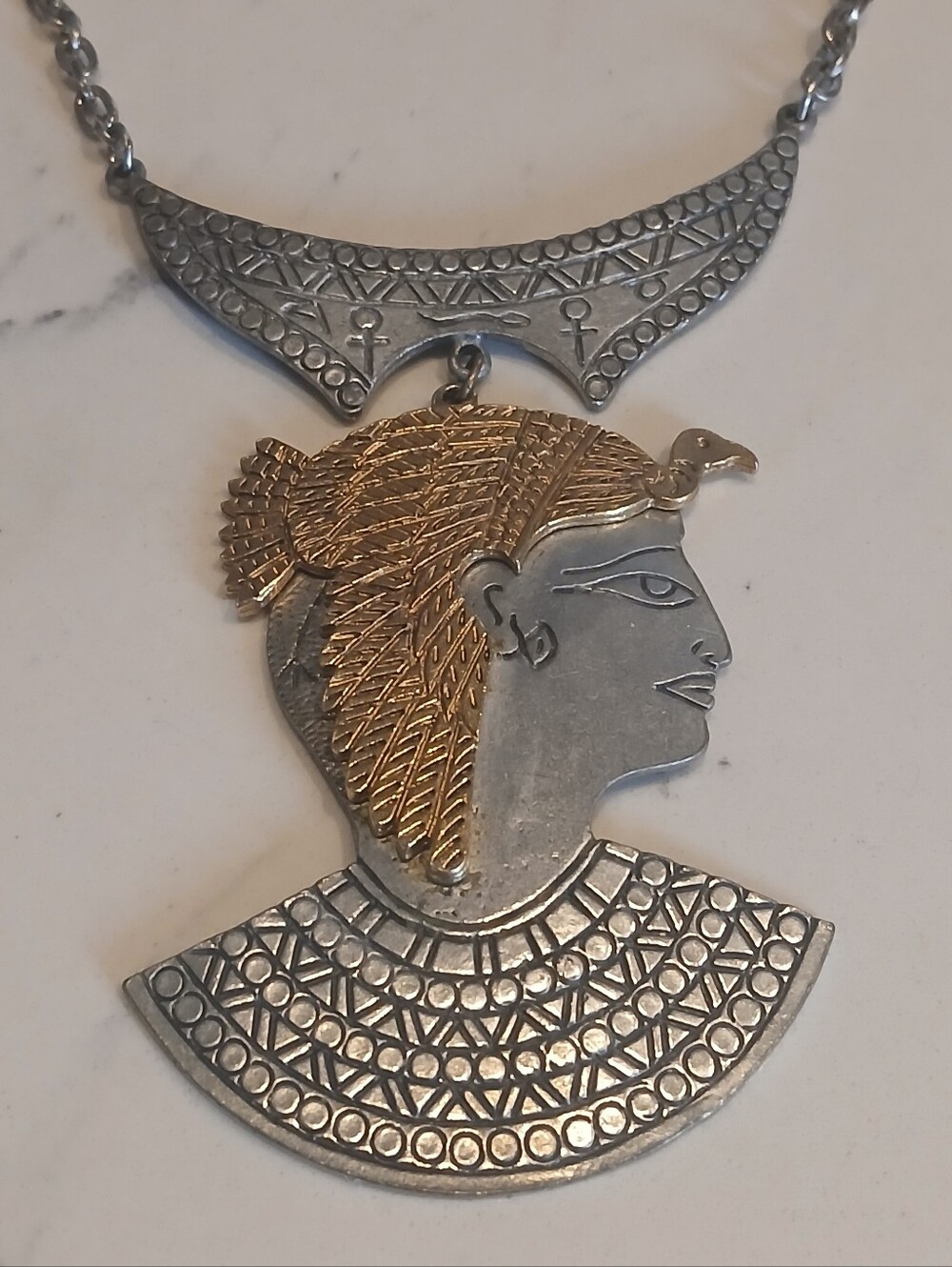 Vintage 1970's  Art Arthur Pepper Egyptian Revival Cleopatra Pendant Necklace